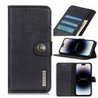 For iPhone 14 Pro KHAZNEH Cowhide Texture Horizontal Flip Leather Phone Case (Black) - 1