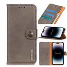 For iPhone 14 Pro KHAZNEH Cowhide Texture Horizontal Flip Leather Phone Case (Khaki) - 1