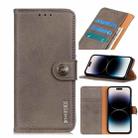 For iPhone 14 Pro Max KHAZNEH Cowhide Texture Horizontal Flip Leather Phone Case (Khaki) - 1