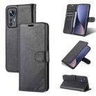 For Xiaomi 12 Lite AZNS Sheepskin Texture Flip Leather Phone Case(Black) - 1