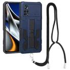 For Xiaomi Poco X4 Pro 5G Vanguard Lanyard Kickstand TPU + PC Phone Case(Blue) - 1