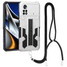 For Xiaomi Poco X4 Pro 5G Vanguard Lanyard Kickstand TPU + PC Phone Case(Silver) - 1