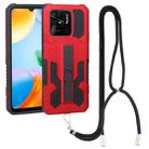 For Xiaomi Redmi 10C Vanguard Lanyard Kickstand TPU + PC Phone Case(Red) - 1