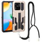 For Xiaomi Redmi 10C Vanguard Lanyard Kickstand TPU + PC Phone Case(Gold) - 1