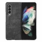 For Samsung Galaxy Z Fold3 5G Morocco Texture PU+TPU+PC Shockproof Phone Case(Black) - 1