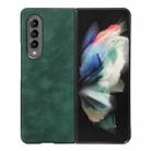 For Samsung Galaxy Z Fold3 5G Morocco Texture PU+TPU+PC Shockproof Phone Case(Green) - 1