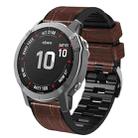 For Garmin Fenix 7 / 6 / 5 Crocodile Texture Silicone Leather Watch Band(Coffee) - 1