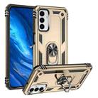 For Samsung Galaxy M23 Shockproof TPU + PC Holder Phone Case(Gold) - 1