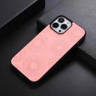 For iPhone 13 Pro Max Sunflower Pattern PU+TPU+PC Shockproof Phone Case (Pink) - 1