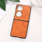 For Huawei P50 Pocket Sunflower Pattern PU+TPU+PC Shockproof Phone Case(Orange) - 1