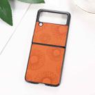 For Samsung Galaxy Z Flip3 5G Sunflower Pattern PU+TPU+PC Shockproof Phone Case(Orange) - 1