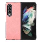 For Samsung Galaxy Z Fold3 5G Sunflower Pattern PU+TPU+PC Shockproof Phone Case(Pink) - 1