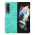 For Samsung Galaxy Z Fold3 5G Sunflower Pattern PU+TPU+PC Shockproof Phone Case(Baby Blue) - 1