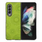 For Samsung Galaxy Z Fold3 5G Sunflower Pattern PU+TPU+PC Shockproof Phone Case(Light Green) - 1