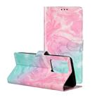 For Galaxy S20+ Colored Drawing Marble Pattern Horizontal Flip PU Leather Case with Holder & Card Slots & Wallet(Pink Green) - 1