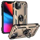 For iPhone 14 Plus Shockproof TPU + PC Ring Holder Phone Case  (Gold) - 1