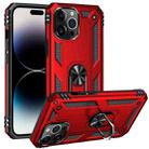 For iPhone 14 Pro Max Shockproof TPU + PC Ring Holder Phone Case (Red) - 1