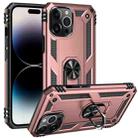 For iPhone 14 Pro Max Shockproof TPU + PC Ring Holder Phone Case (Rose Gold) - 1