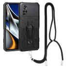 For Xiaomi Poco X4 Pro 5G Lanyard Mecha Armor Kickstand PC + TPU Phone Case(Black) - 1