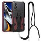 For Xiaomi Poco X4 Pro 5G Lanyard Mecha Armor Kickstand PC + TPU Phone Case(Brown) - 1