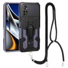 For Xiaomi Poco X4 Pro 5G Lanyard Mecha Armor Kickstand PC + TPU Phone Case(Grey) - 1