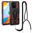 For Xiaomi Redmi 10C Lanyard Mecha Armor Kickstand PC + TPU Phone Case(Brown) - 1