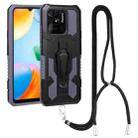 For Xiaomi Redmi 10C Lanyard Mecha Armor Kickstand PC + TPU Phone Case(Grey) - 1