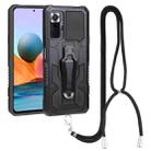 For Xiaomi Redmi Note 11 Pro Global Lanyard Mecha Armor Kickstand PC + TPU Phone Case(Black) - 1