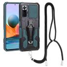 For Xiaomi Redmi Note 11 Pro Global Lanyard Mecha Armor Kickstand PC + TPU Phone Case(Green) - 1