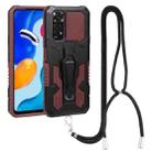 For Xiaomi Redmi Note 11S Lanyard Mecha Armor Kickstand PC + TPU Phone Case(Brown) - 1