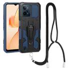 For OPPO Realme C31 Lanyard Mecha Armor Kickstand PC + TPU Phone Case(Blue) - 1