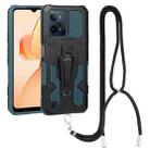 For OPPO Realme C31 Lanyard Mecha Armor Kickstand PC + TPU Phone Case(Green) - 1