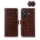 For vivo S15e Crocodile Top Layer Cowhide Leather Phone Case(Brown) - 1