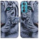 For Motorola Edge 30 Coloured Drawing Leather Phone Case(Tiger) - 1