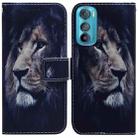 For Motorola Edge 30 Coloured Drawing Leather Phone Case(Lion) - 1