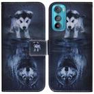 For Motorola Edge 30 Coloured Drawing Leather Phone Case(Wolf and Dog) - 1