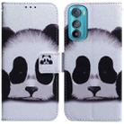 For Motorola Edge 30 Coloured Drawing Leather Phone Case(Panda) - 1