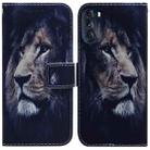 For Motorola Moto G 2022 Coloured Drawing Leather Phone Case(Lion) - 1