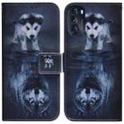 For Motorola Moto G 2022 Coloured Drawing Leather Phone Case(Wolf and Dog) - 1