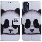 For Motorola Moto G 2022 Coloured Drawing Leather Phone Case(Panda) - 1