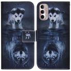 For Motorola Moto G Stylus 4G 2022 Coloured Drawing Leather Phone Case(Wolf and Dog) - 1