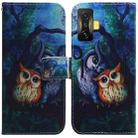 For Xiaomi Poco F4 GT / Redmi K50 Gaming Coloured Drawing Leather Phone Case(Oil Painting Owl) - 1