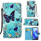 For Motorola Moto E20 / E30 / E40 Colored Drawing Plain Weave Leather Phone Case(Heart Butterfly) - 1