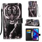 For Motorola Moto G Pure Colored Drawing Plain Weave Leather Phone Case(Black White Tiger) - 1