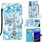 For Motorola Moto G Stylus 2022 Colored Drawing Plain Weave Leather Phone Case(Tower Butterfly) - 1