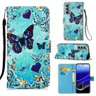 For Motorola Moto G Stylus 2022 Colored Drawing Plain Weave Leather Phone Case(Heart Butterfly) - 1