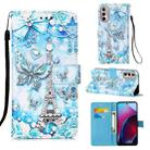 For Motorola Moto G Stylus 5G 2022 Colored Drawing Plain Weave Leather Phone Case(Tower Butterfly) - 1