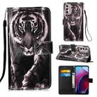 For Motorola Moto G Stylus 5G 2022 Colored Drawing Plain Weave Leather Phone Case(Black White Tiger) - 1