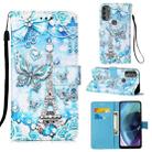 For Motorola Moto G31 / G41 Colored Drawing Plain Weave Leather Phone Case(Tower Butterfly) - 1