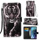 For Motorola Moto G51 5G Colored Drawing Plain Weave Leather Phone Case(Black White Tiger) - 1